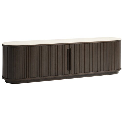 Unique Furniture TV omarica s keramično plo&amp;scaron;čo v temni naravni barvi 180x50x40 cm Enna &amp;ndash; Slike