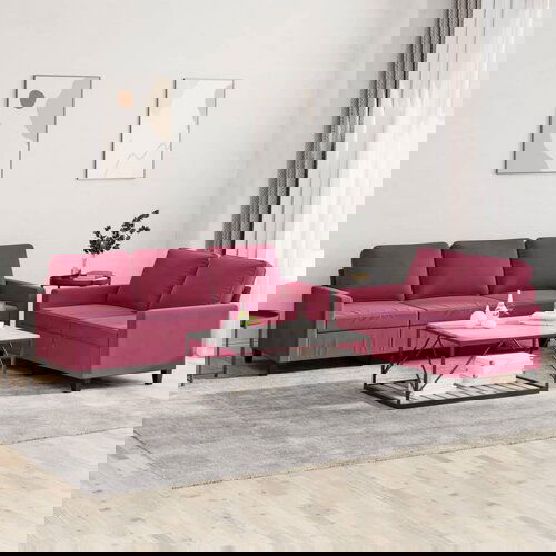  The Living Store Sedežna garnitura 2-delna z blazinami vinsko rdeč žamet - Sedežna Garnitura, (21481221) Cene