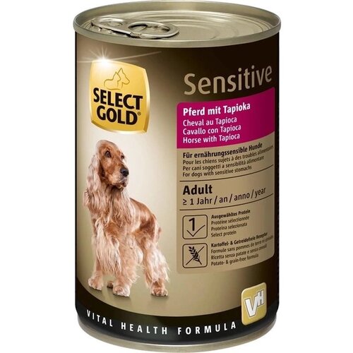Select Gold Dog Sensitive Adult Konjetina, Tapioka konzerva 400g Slike