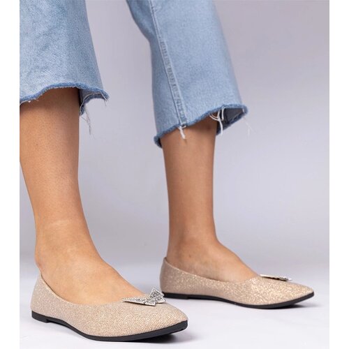 D/CEO marka niezdefiniowana Champagne glitter ballet flats with butterfly Denny Slike