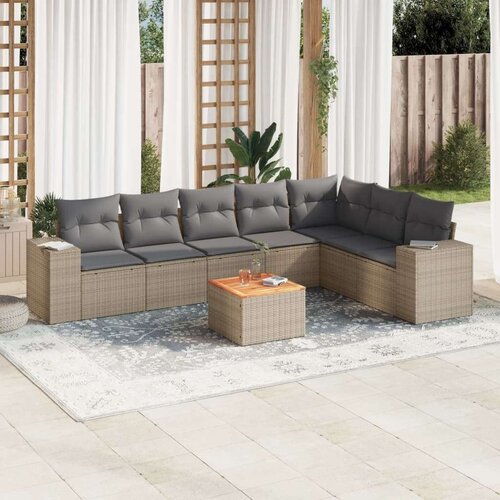 VidaXL 8-dijelni set vrtnih sofa od poliratana s jastucima bež Slike