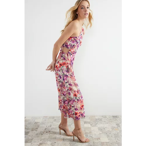 Trendyol Multicolored Window Detailed Floral Chiffon Maxi Woven Dress
