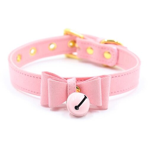 LATETOBED BDSM Line Golden Kitty Cat Collar with Bell Pink Cene