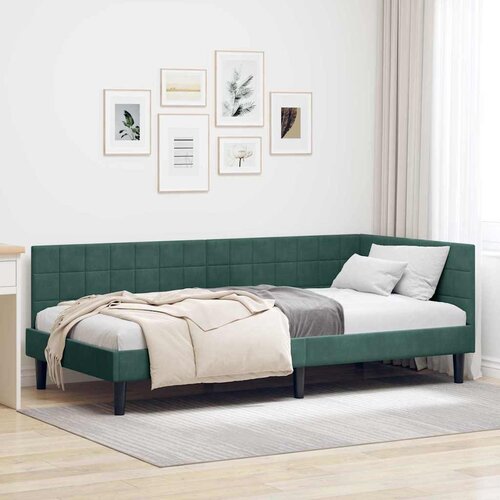 VidaXL Kutni okvir kreveta Tamnozelena 100 x 200 cm Bar&amp;scaron;un Slike