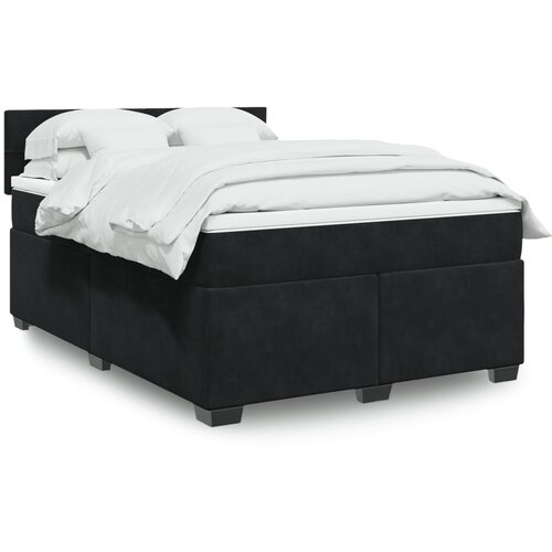 vidaXL Box spring postelja z vzmetnico črna 160x200 cm žamet Cene
