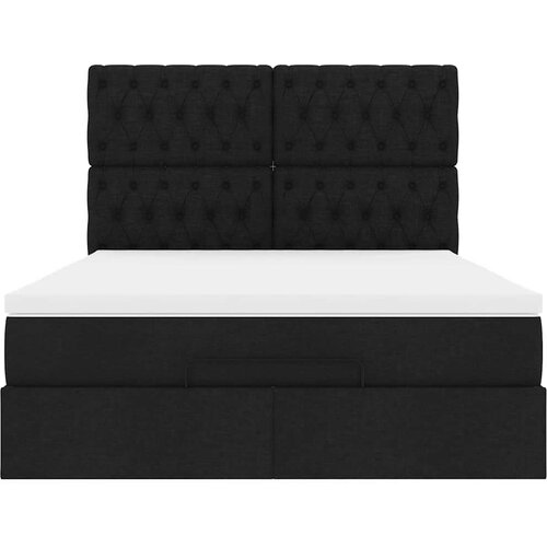 VidaXL otomanski krevet s madracem crni 140x190cm od tkanine Slike