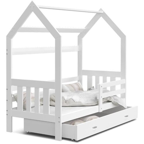 Domek Drveni dječji krevet 2 - bijeli - 160x80 cm Slike