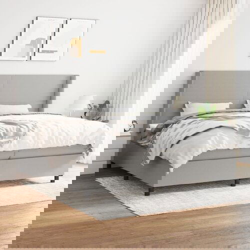 The Living Store Box spring postelja z vzmetnico svetlo siva 200x200 cm blago - Box Spring Postelja, (21521364) Cene