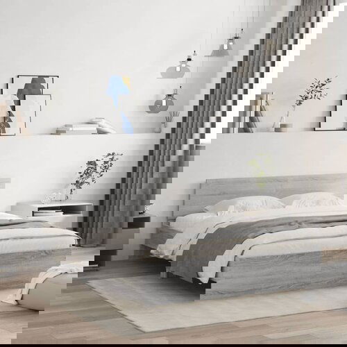 vidaXL Okvir kreveta s uzglavljem siva boja hrasta 140 x 200 cm Cijene