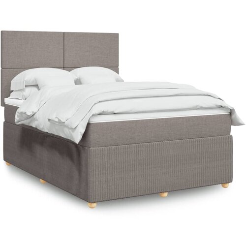 VidaXL Krevet s oprugama i madracem smeđesivi 160x200 cm tkanina Slike