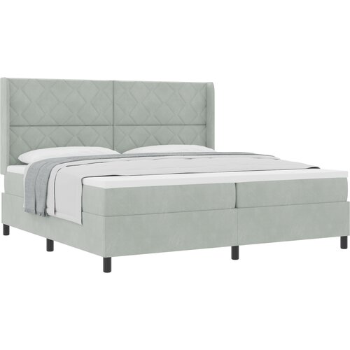 vidaXL Box Spring postelja z vzmetnico svetlo siva 200x200 cm žamet, (22050379) Cene