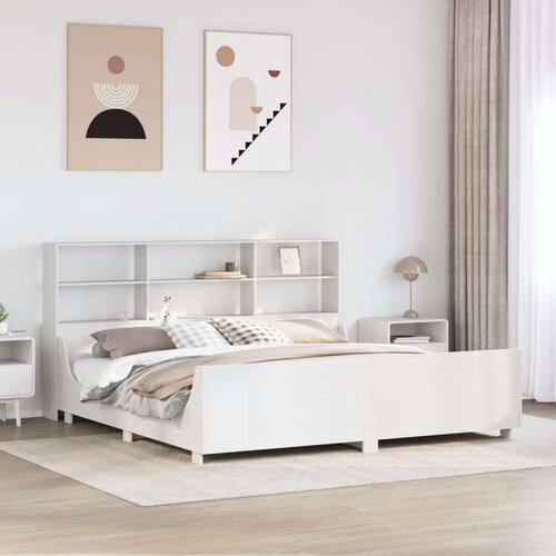  Krevet s regalom za knjige bez madraca bijeli 180x200cm od drva Cijene