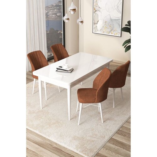 Hanah home Set Trpezarijski sto i 4 stolice Arp, Terakota Cene