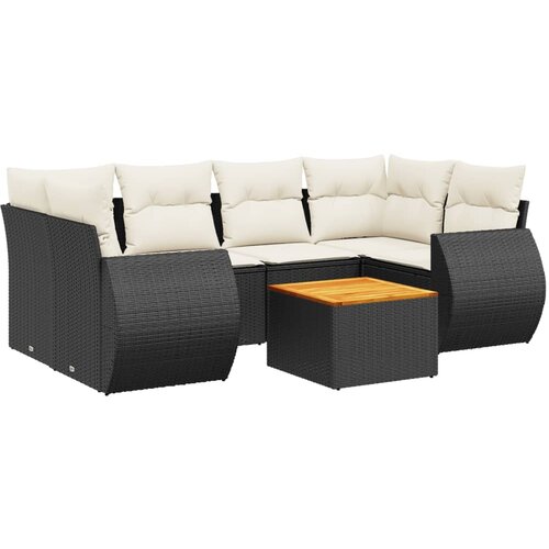  7-dijelni set vrtnih sofa od poliratana s jastucima crni Crna 70 x 62 x 69 cm Slike