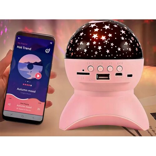  Led rgb baterija. projektor zvučnik usb sd bluetooth razmjena projekcija roza Slike