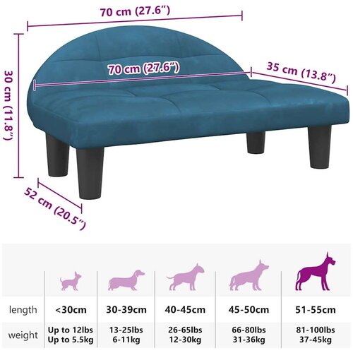 vidaXL Krevet za pse plavi 70x52x30 cm baršunasti Cene