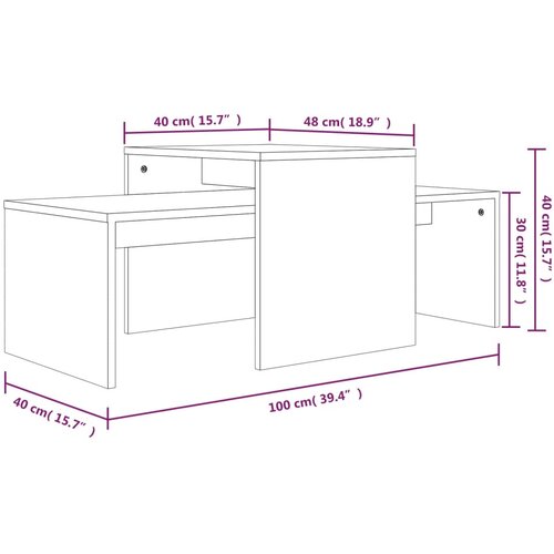  Set stolića za kavu boja hrasta 100x48x40cm konstruirano drvo Slike