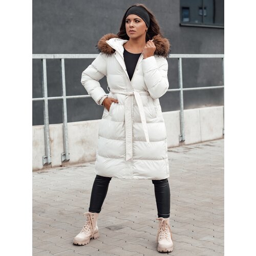 DStreet Kurtka zimowa damska pikowana z futerkiem STYLEBELLA biała Slike