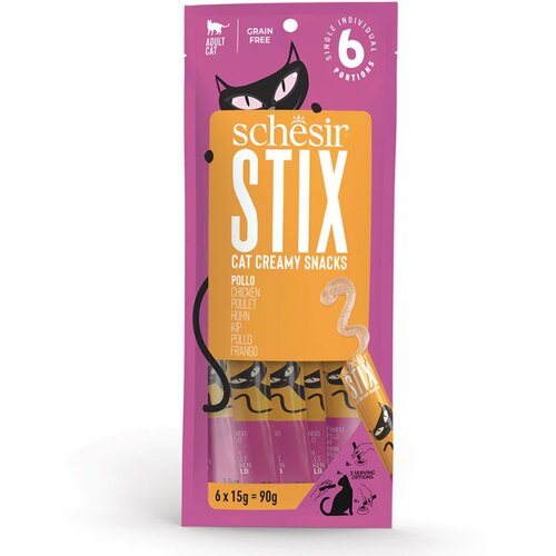 Schesir Poslastica za mačke Stix Creamy, Piletina, 6x15g Slike