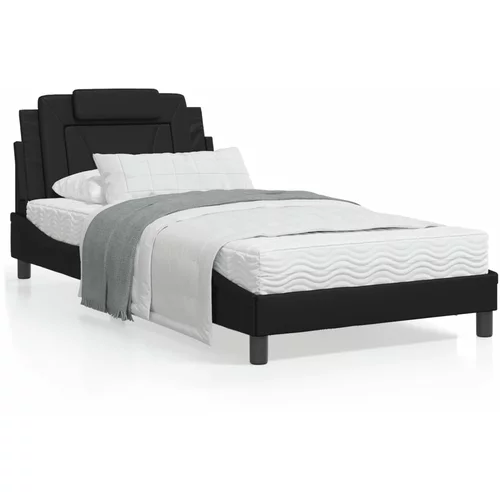 vidaXL Okvir kreveta s LED svjetlima crni 100 x 200 cm od umjetne kože