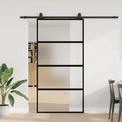  Klizna vrata s priborom crna 102,5 x 205 cm kaljeno staklo Cijene