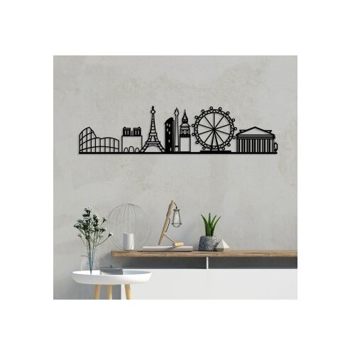 Wallity Zidna dekoracija Panorama evropskih gradova, 120x29 cm, 1,5 mm, Crna Slike