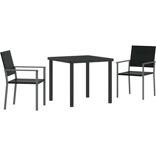  Vrtni set za objed 3 pcs Crna PE ratan Slike