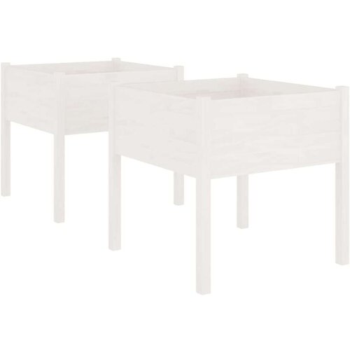 vidaXL vrtne sadilice 2 kom bijele 70 x 70 x 70 cm od masivne borovine Cene