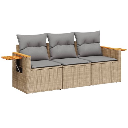  3-dijelni set vrtnih sofa od poliratana s jastucima bež Slike