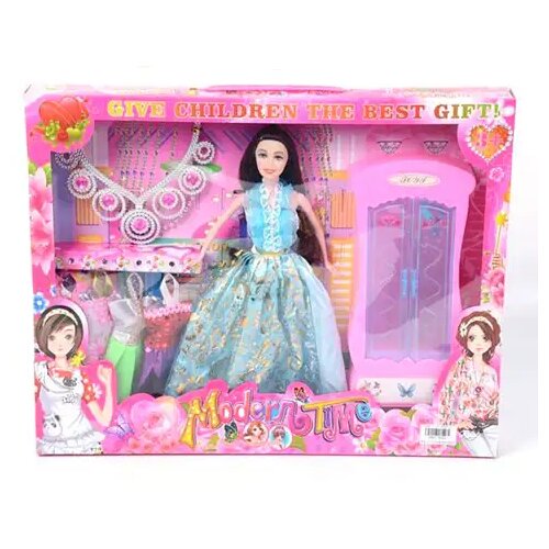 Magic Toys Lutka princeske v večerni obleki z verižico in dodatki 30cm Cene