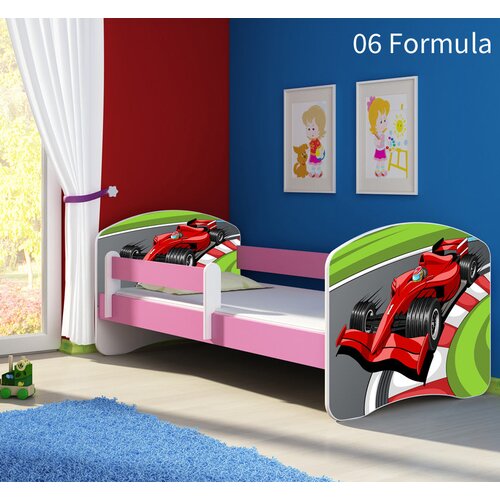  Otroška postelja ACMA z motivom, stranska roza 180x80 cm 06 Formula 1 Cene