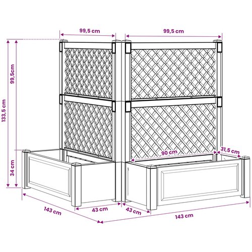  Velika s osvrtom 2 pcs Siva 143 x 143 x 133,5 cm PP Slike