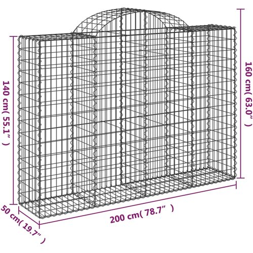  Lučne gabionske ko&amp;scaron;are 40 kom 200 x 50 x 140/160 cm željezne Slike