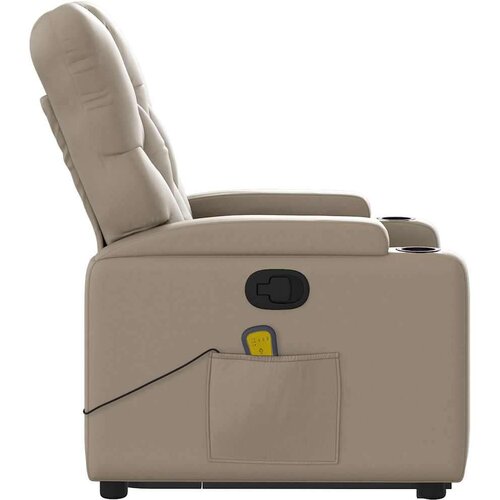 VidaXL Masažni naslonjač na podizanje od umjetne kože boja cappuccina Slike