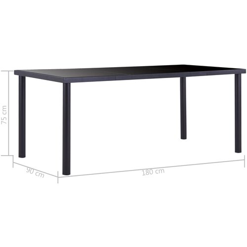  Blagovaonski stol crni 180 x 90 x 75 cm od kaljenog stakla Slike