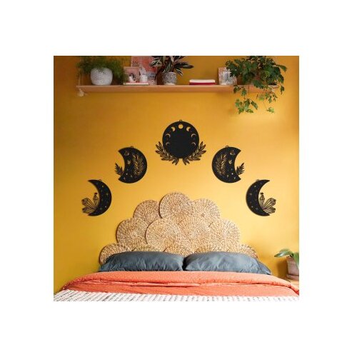 WALLXPERT dekorativni metalni zidni pribor moon phases metal wall art APT615 black Cene