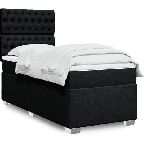 vidaXL Box spring postelja z vzmetnico črna 90x200 cm blago Cene