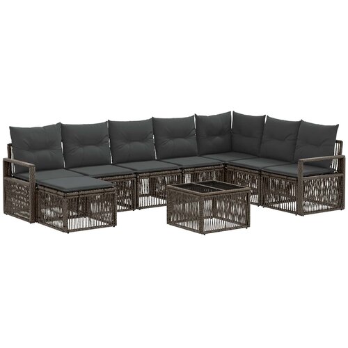 vidaXL Vrtna sedežna garnitura 9 pcs Siva poli ratan, (5000269947) Cene
