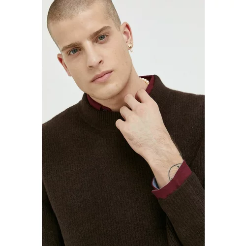 Premium By Jack&jones Pulover s dodatkom vune Raley za muškarce, boja: smeđa, s poludolčevitom