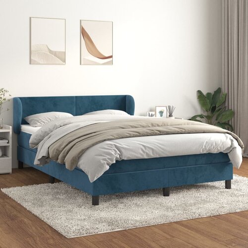 The Living Store Box spring postelja z vzmetnico temno modra 140x200 cm žamet - Box Spring Postelja, (21491219) Slike