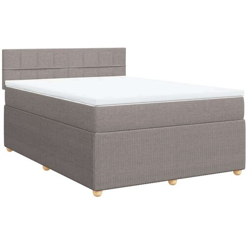 VidaXL Krevet s oprugama i madracem smeđesivi 140 x 190 cm od tkanine Slike