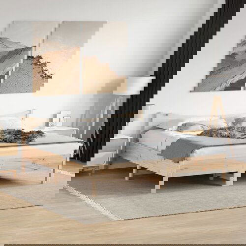  The Living Store Posteljni okvir brez vzmetnice 180x200 cm trdna borovina - Posteljni Okvir, (21499889) Cene