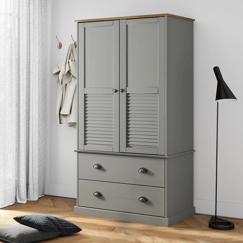 vidaXL Garderobna omara VIGO siva 90x55x176 cm trdna borovina Cene