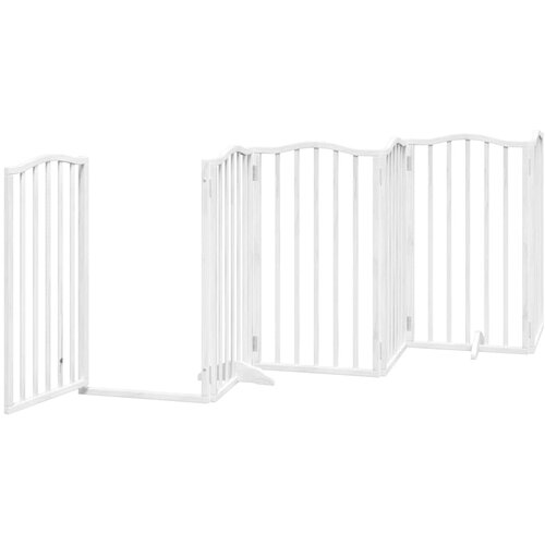  Vrata za pse s vrata&amp;scaron;cima 9 panela sklopiva 450 cm drvo topole Bijela 50 x 90 x 2 cm Slike