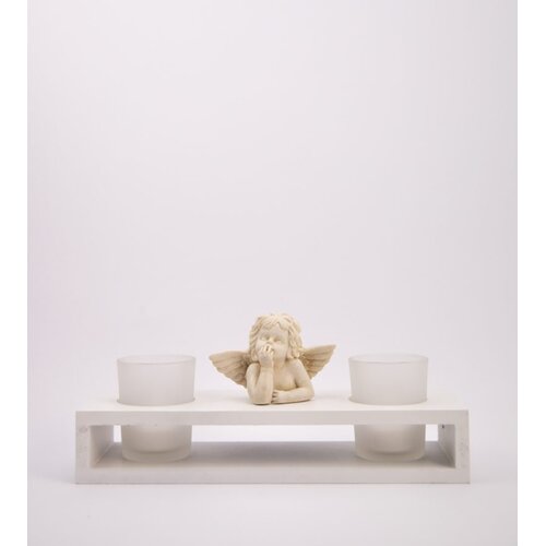 MAISON ADORABLE Svećnjak ANĐEO za dve sveće 26x9 cm, Beli Slike