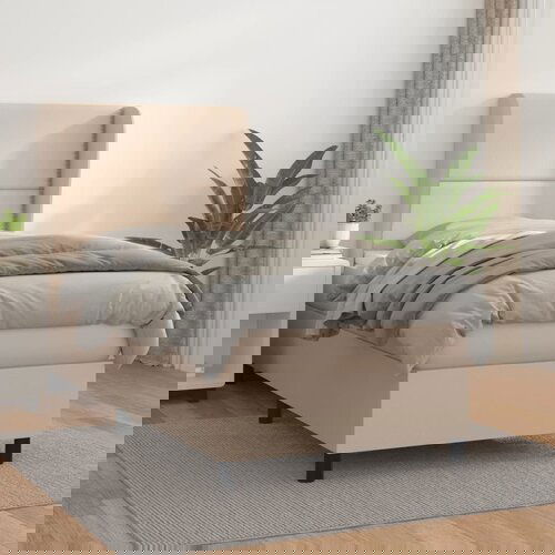  The Living Store Box spring postelja z vzmetnico kapučino 90x190 cm umetno usnje - Box Spring Postelja, (21518839) Cene