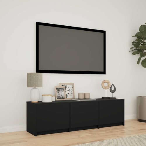 TV ormarić s LED rasvjetom s ladicama Crna 140 x 34 x 40 cm Cene