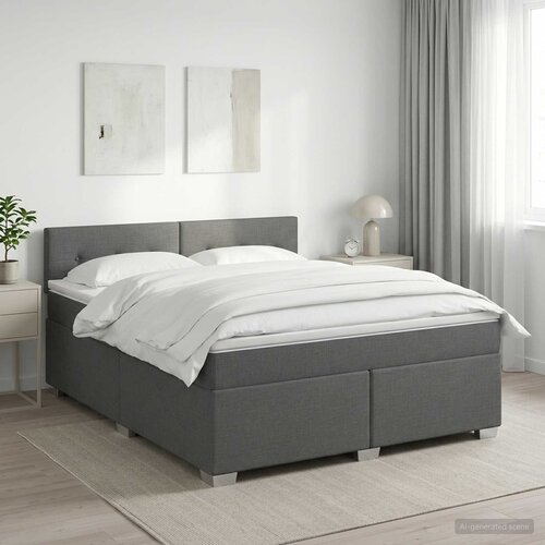  Boxspring krevet s madracem Tamnosiva 140 x 200 cm Tkanina Cene