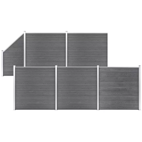  Set WPC ograda 5 kvadratnih + 1 kosa 965 x 186 cm sivi