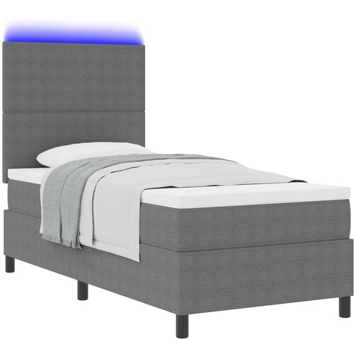 VidaXL Postelja z vzmetnico in LED lučko Siva 100x200 cm Žametna tkanina Slike